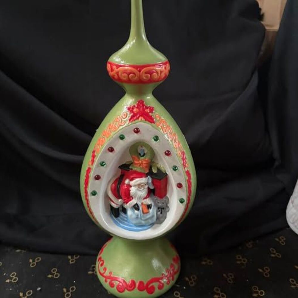Vintage Byron Molds Ceramic Christmas Table light up Decor Tree Topper Santa